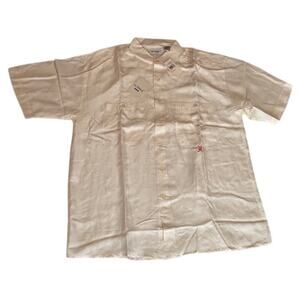 Vintage New 80's Summa Silk Cream Button Down Shirt Size Large